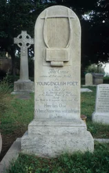 Grafsteen opgericht voor Keats in de Protestantse Begraafplaats, Rome, gedateerd 24 februari 1821